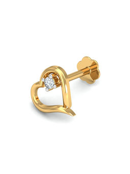 KuberBox - 14K Keily Heart Diamond Nose Stud for Women and Girls