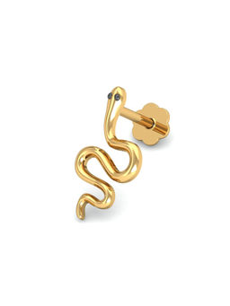KuberBox - 14K Serpentine Gold Nose Stud for Women and Girls