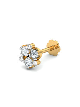 KuberBox - 18K Ailani 3-Diamond Nose Stud for Women and Girls