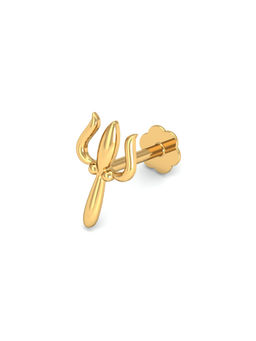 KuberBox - 14K Trident Gold Nose Stud for Women and Girls