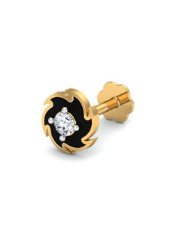 KuberBox - 18K Spinning Disc Diamond Nose Stud for Women and Girls