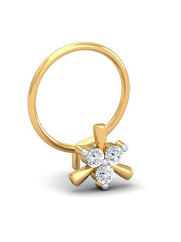 KuberBox - 18K Dainty 0.07 Carat Diamond Nose Pin for Women and Girls