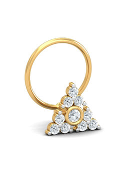 KuberBox - 18K Pyramid 0.15 Carat Diamond Nose Pin for Women and Girls