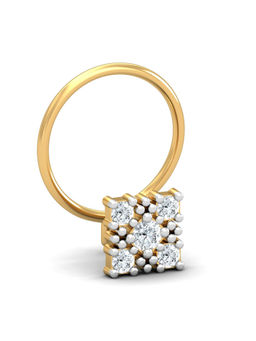 KuberBox - 18K Square Motif 0.09 Carat Diamond Nose Pin for Women and Girls