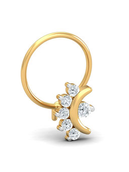 KuberBox - 14K Chandrabindu 0.11 Carat Diamond Nose Pin for Women and Girls