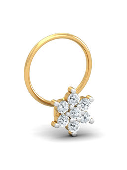KuberBox - 18K Phool 0.16 Carat Diamond Nose Pin for Women and Girls