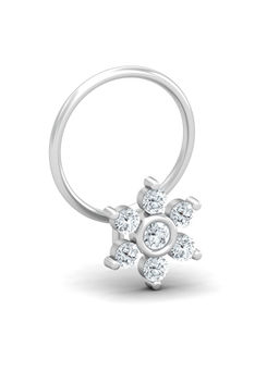 KuberBox - 18K Bezel Love 0.11 Carat Diamond Nose Pin for Women and Girls