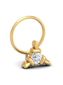 KuberBox - 14K Triangular 0.11 Carat Diamond Nose Pin for Women and Girls