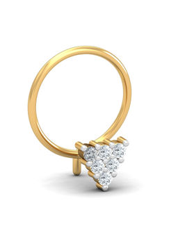 KuberBox - 18K Trikon 0.07 Carat Diamond Nose Pin for Women and Girls