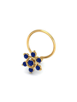 KuberBox - 14K Regina Sapphire Nose Pin for Women and Girls