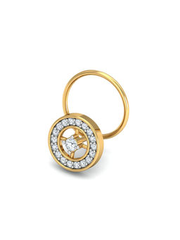 KuberBox - 18K Debra Round Diamond Nose Pin for Women and Girls