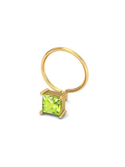 KuberBox - 14K Tiny Square Peridot Nose Pin for Women and Girls