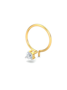 KuberBox - 18K 0.05 Carat 3 Prongs Diamond Nose Pin for Women and Girls