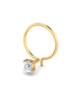 KuberBox - 18K 0.07 Carat 4 Prongs Diamond Nose Pin for Women and Girls