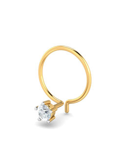 KuberBox - 14K 0.07 Carat 5 Prongs Diamond Nose Pin for Women and Girls