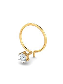 KuberBox - 18K 0.07 Carat 6 Prongs Diamond Nose Pin for Women and Girls