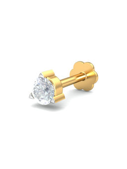 KuberBox - 14K 0.10 Carat 3 Prongs Screw Diamond Nose Pin for Women and Girls