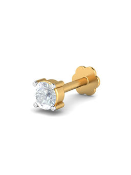 KuberBox - 14K 0.09 Carat 4 Prongs Screw Diamond Nose Pin for Women and Girls