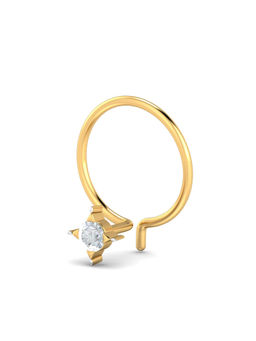 KuberBox - 18K Cayman 0.07 Carat Diamond Nose Pin for Women and Girls