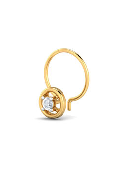 KuberBox - 14K Round 0.06 Carat Diamond Nose Pin for Women and Girls