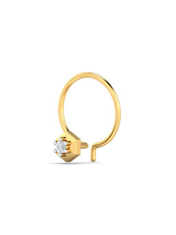 KuberBox - 18K Hexagon Diamond Nose Pin for Women and Girls