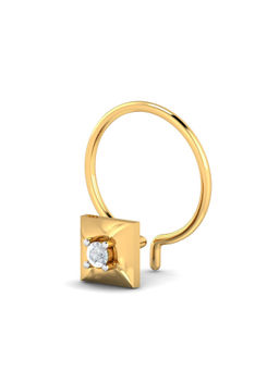 KuberBox - 18K Henri Square Diamond Nose Pin for Women and Girls