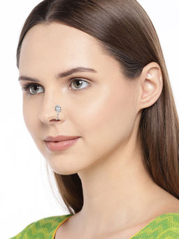 Accessher - Silver-Plated Textured Oxidised Handcrafted Nose pin