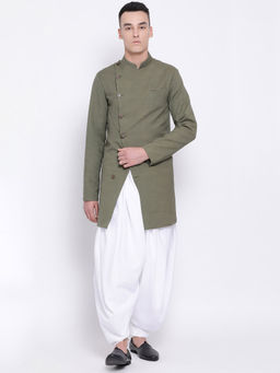 Devoiler - Green Regular Fit Long Kurta For Men