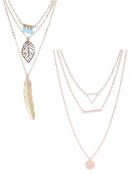 Fabula - Gold Tone Multi Layer Necklace (Set of 2)