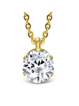 OOMPH - Gold Tone Solitaire Zirconia Delicate Pendant Fashion Necklace