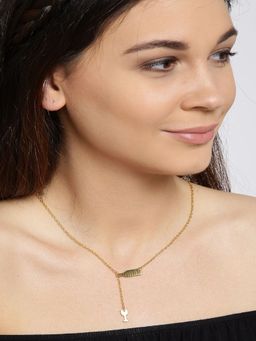 OOMPH - Gold Tone Whine Glass And Bottle Lariat Delicate Necklace