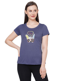 SOIE - Women's Soft Cotton Modal Lounge T-shirt - Blue