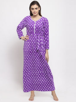Secret Wish - Women's Printed Woolen Nighty - Purple (Free Size)