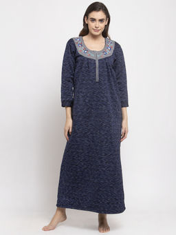 Secret Wish - Women's Printed Woolen Nighty - Blue (Free Size)