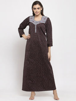 Secret Wish - Women's Printed Woolen Nighty - Multi-Color (Free Size)