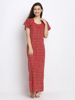 Secret Wish - Women Red Cotton Nighty (Free Size)
