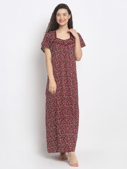 Secret Wish - Women Maroon Cotton Nighty (Free Size)