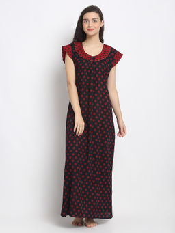 Secret Wish - Women Black Cotton Nighty (Free Size)