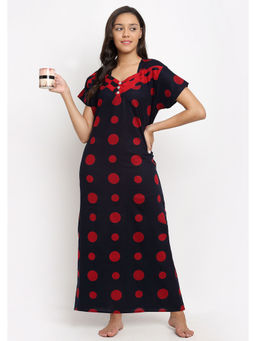 Secret Wish - Women Black Printed Cotton Nighty (Free Size)
