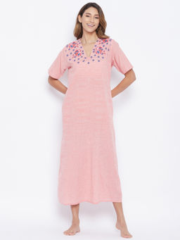 The Kaftan Company - Embroidered Cotton Nightdress - Red