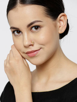 Priyaasi - Women Gold Plated Stone Studded Clip On Nose Pin
