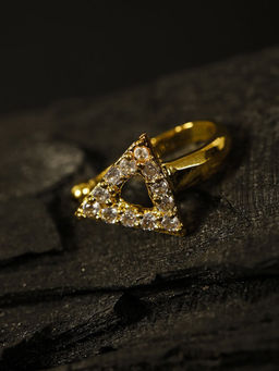 Priyaasi - Gold Plated Triangle Shaped AD Studded Nose Ring