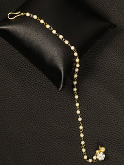 Priyaasi - Gold Plated Chained and Beaded Nose Pin