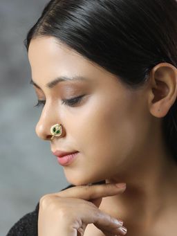 Priyaasi - Pearls Kundan Gold Plated Nose Pin