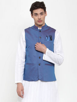 NEUDIS - Blue Woven Nehru Jacket