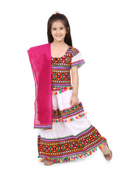 BownBee - Rayon Chaniya Choli - White (Set of 3)