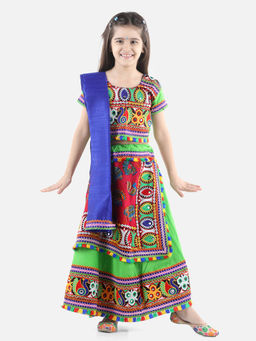 BownBee - Double Panel Cotton Chaniya Choli- Green