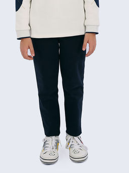 One Friday - Navy Blue Solid Trouser