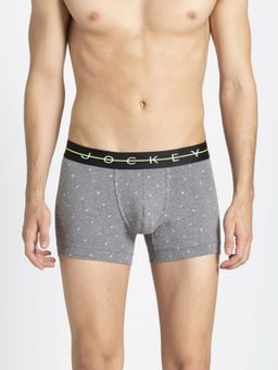 Jockey - NY02 Men Super Combed Cotton Elastane Printed Trunk-Mid Grey with Black Des08