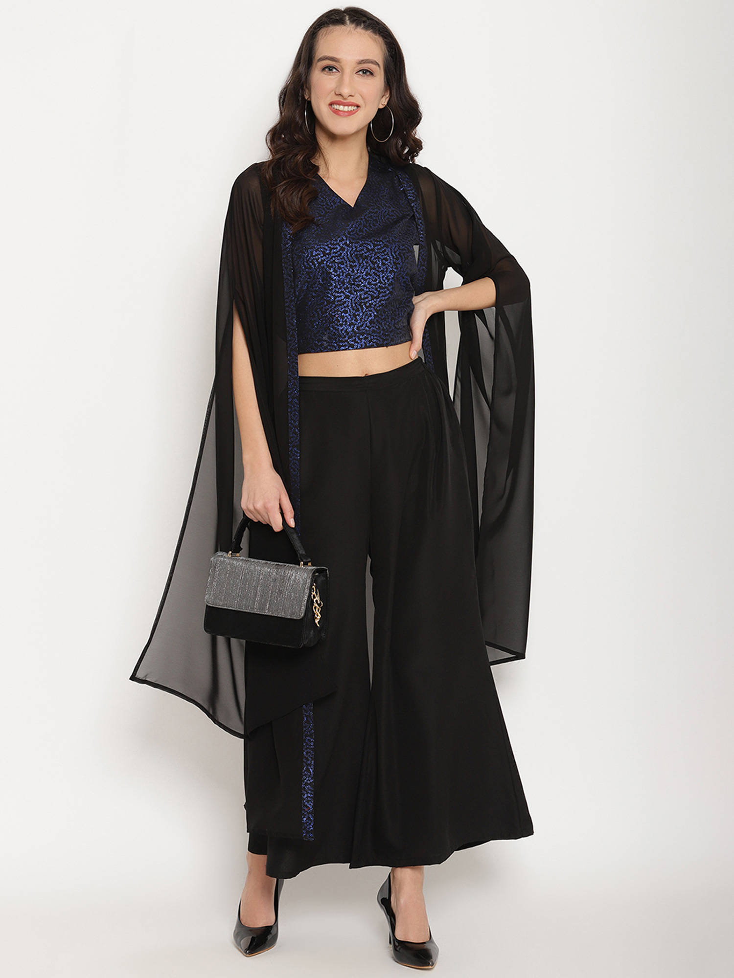 Buy Ahalyaa Black Solid Crop Top With 